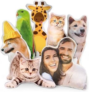 Wucidici Custom Pet Pillow with Photo, Personalized Dog Cat Face Pictures Shaped Pillow, Customized Stuffed Animal Picture Pillows Memorial Gifts (One Side Printing,12")