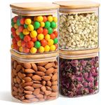 ComSaf 650ML Glass Food Storage Jars Set of 4, Small Glass Storage Containers with Lids, Pantry Organization Jar, Spice Jar, Blooming Tea, Candy and Cookie Container, Clear Canister Set for Kitchen