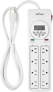 BN-LINK 8 Outlet Surge Protector with 7-Day Digital Timer (4 Outlets Timed, 4 Outlets Always On) - White