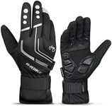 INBIKE Cycling Gloves Mountain Bike Gloves Thermal Gel Pad Gloves Windproof Reflective Full Finger Black Large