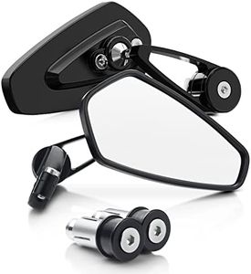 BUMBEE Motorcycle Bar End Mirrors - Rear View Black Mirror Compatible with Most Honda MSX125 CB500F Z125 pro-Z650 Z750 Z800 Z900 MT-03 MT-07 FZ-07 MT-09 FZ-09 MT-10 FZ-10 MT-25 FZ6 FZ8 FZ6R0