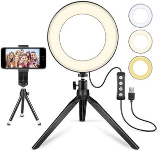 6" Ring Light with Tripod Stand for YouTube & Makeup, Mini LED Camera Light with Phone Holder, 3 Light Modes & 11 Brightness Levels