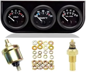 BLLYOGU 52mm 3-in-1 Car Gauge Kit - Voltage Meter, Water Temperature, and Oil Pressure Gauges - Auto Dashboard Triple Gauge Set for 12V Cars(Black)