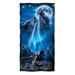 YISUMEI - Shower/Beach Towel - Wolves Howling Moon - 70 cm x 140 cm