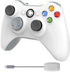 Wireless Controller for Xbox 360 with Receiver, 2.4GHZ Gamepad Joystick Controller Remote for Xbox 360 Console & PC Windows 7/8/10, White