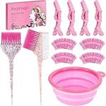 Asqraqo 11pcs Hair Coloring Dyeing Kit - Professional Salon Tools for DIY Mixing, Includes Hair Clips, Mixing Bowl, Dye Color Brush, Earmuffs - Perfect for Bleaching and Hair Dye