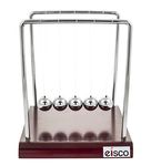 EISCO - Newton's Cradle (Collision Balls/Pendulum Balls), 18cmX15cmX17.5cm with 5 Steel Balls of 2.2cm dia each,Perfect for Study & Gifts, with Polished Wooden Base