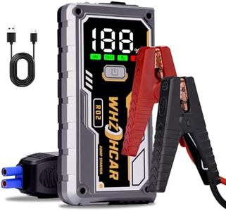 Booster Batterie Voiture 5000A Démarreur Batterie Portable （Jusqu'à 10L GAS/8L Diesel） Jump Starter 12V avec Pinces de Sûreté Intelligentes,LED，Grand Ecran d'affiche