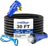 50 Amp RV Extension Cord 30 ft 250V Heavy Duty STW 6/3+8/1 Gauge Pure Copper RV Power Cord, Twist Lock ETL Listed NEMA 14-50P to SS2-50R Cable with Power Indicator& Polarity Lamp