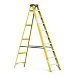 YOUNGMAN Aluminum Multipurpose Foldable Step Ladder Yellow FRP Ladder | Ladder for Home Skid-Free Steps, Shock-Free Fiber Glass Safety Ladder - (9 Step)