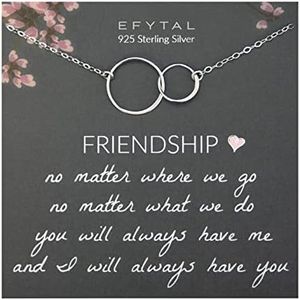 EFYTAL Friendship Necklaces, Two Circle Sterling Silver or Gold Necklace for Women, Friend Gifts for Women, Gifts for Best Friends Women, Bff Gifts for Women, Birthday Gifts for Friends Female, 19