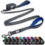 BLACK RHINO | 6ft Long Dog Leash - Rope Dog Lead - Running Lead Leash for Medium & Large Dogs | Two Traffic Padded Comfort Handles - Double Handle Reflective Lead - Strong Leash for Training (Blue)