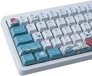 PBT Keycaps，100 Keys Cherry Profile Dye Sublimation Coral Sea Keycaps for ISO/ANSI Layout 61/64/68/87 Gateron MX Switches Mechanical Keyboard