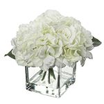 Fake Flowers with Vase Hydrangea Artificial Flowers in Vase Peony Faux Flowers in Vase Rose Silk Flowers Peonies Floral Arrangements Artificial with Vase for Home Bathroom Office Table Shelf Decor