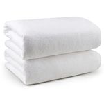 ORIGHTY Bath Towels Set Pack of 2(27’’ x 54’’) - Soft Feel Microfiber White Bath Towels for Bathroom, Highly Absorbent Bath Sheet, Quick Drying Shower Towels, Fluffy Towel for Gym, Beach, SPA