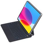 ZENLU iPad 10th Generation Case with Keyboard (10.9", 2022), Trackpad, Battery Percentage Indicator, Floating Cantilever Stand, Premium PU Leather, Backlit Magic Keyboard Case for iPad 10 Gen (Black)