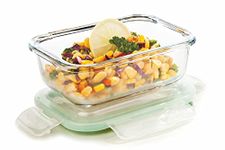 SignoraWare Lock 'N' Store Rectangle High Microwave Oven Borosilicate Safe Glass Container with Air Tight Lid | Multipurpose Jar Box (370ml, Transparent, Food Grade)