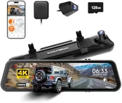 WOLFBOX G900 PRO Mirror Dash Cam with STARVIS 2 IMX678, 12 inches Rear View Mirror Camera with Front 4K and Rear 2.5K, Included 128GB Card, Voice Control, 5.8GHz WiFi, Loop Recording, G-Sensor & GPS