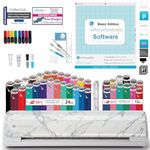 Silhouette Cameo 5 Vinyl Bundle- 36 Sheets of Vinyl, Vinyl Tool Kit, Premium Blade, Pens, and Cameo 5 Start Up Guide with Extra Designs (Marble)