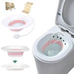 Foldable Bidet with Flush for Postnatal Care, Haemorrhoid, Perineal Treatment, etc., Steam Seat for Standard Toilet, with 2 Hooks and 1 Towel (Pink)