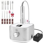 Kredioo Nail Drill Machine for Gel Acrylic Nails, 35000RPM Electric Nail File Professional Ponceuse Ongles E-drills with 11 Bits Manicure Pedicure Care Nails Kit for Gel Polish Remover Tools-Silver