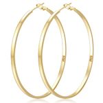 LOUMILEO Large Gold Hoop Earrings for Women 14K Gold Plated Hoop Earrings Hypoallergenic Big Gold Hoop Earrings Lightweight Thin Gold Hoop Earrings for Women