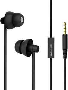 MAXROCK (TM) Unique Total Soft Silicon Sleeping Headphones Earplugs Earbuds with Mic for Cellphones,Tablets and 3.5 mm Jack Plug (Black)