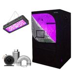 SunStream Grow Tent Complete Kit Hydroponic Growing System Double Switch LED Grow Light+ Carbon Filter Duct Combo+ Grow Tent Kit (60cmx 60cmx140cm+600W Led+4 Inch Fan/Filter/Duct Combo)