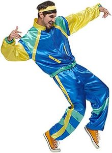 Eraspooky Men 80s Costume Retro Jacket Shell Suit Party Tracksuit