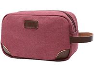 IBLUE Toiletry Bag Leather and Canvas Travel Dopp Kit Bathroom Shaving Organizer for Men&Women Travel Accessories,#B03 (Hot pink)