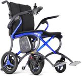 Forcemech Ultralite G20 Pro 25 lbs Chair Only Electric Wheelchair for Adults, Full Carbon Fiber, 300 lbs Capacity, Lightweight Foldable Power Chair, 12.5Ah Battery, 360° Controller, Triple LED, Blue
