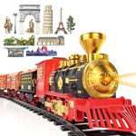 SNAEN Train Sets with Steam Locomotive Engine, Cargo Car and Tracks, Battery Powered Play Set Toy w/Smoke, Light & Sounds, for Kids, Boys & Girls 3 4 5 6 7 Years Old