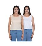 Happy Bunny Women Waist Length 100% Fine Cotton Camisole/Slip/Inners for Kurti Suit,Chikan Tops - Non Stretchable -Solid Side Open All Day Wear