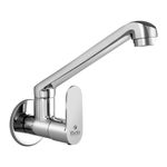 Rocio City Brass Kitchen Sink Tap for Home, Wall Mounted with Brass Swivel Rotating Spout for Kitchen/Bathroom Wash Basin Sink with Flange Optimum Height Chrome Finish