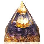 GUJOXILA 2.4" Amethyst Crystal Orgonite Healing Crystals Tower Spiritual Crystal Gifts for Women Lotus Flower Reiki Nature Meditation Protection Energy Witchy Purple Gift