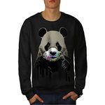 Wellcoda Cute Panda Sweets Animal Mens Sweatshirt, Wild Casual Pullover Jumper Black 7XL