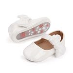 Meckior Infant Baby Girls Soft Sole Bowknot Princess Wedding Dress Mary Jane Flats Prewalker Newborn Light Baby Sneaker Shoes