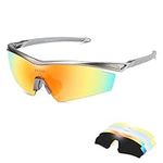 DUCO POLARIZED Sports Sunglasses Cycling Glasses With 5 Interchangeable Lenses (0022 Gunmetal)