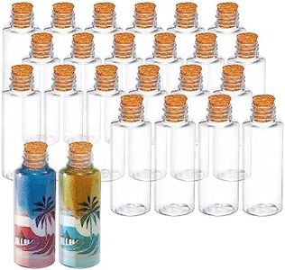 SRENTA Plastic Sand Art Bottles with Cork Stoppers Arts and Crafts Mini Jars, 2 Oz and Pack Of 24