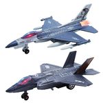 HOLYFUN 2 Packs Toys Airplane for Boys with Sound & Light, Fighter Jet Plane Model Toys, Pull Back Diecast Plane Toys for Kids