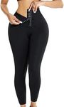 Shopipistic Gym Leggings for Women High Waist, Corset Style Tummy Tucker Shapewear with Hook & Eye Closure for Better Compression, Casual and Gym Wear Multi-Purpose High Waist Trouser- Black Pant M