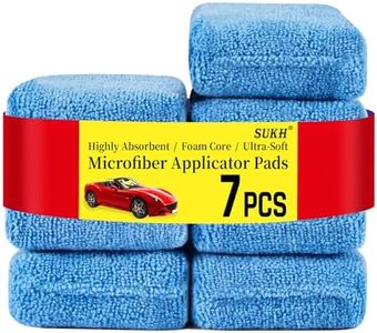 Sukh Microfiber Rectangle Sponge Detailing Pads - Microfiber Wax Foam Applicator Pads for Car Wax Applicator Pad 4.72x3.15 inch 7 Pack-Blue