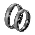 ANAZOZ Stainless Steel Rings for Men and Women,Engagement Ring Men and Women 6MM Black Ring with Round Ring Size Women N 1/2 + Men P 1/2