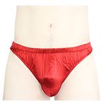 Sexy 100% Silk Satin Underwear Mens Thong Briefs Size USL[Red]