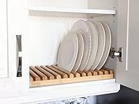 Stock N Wares Bamboo Dish Rack, Flat(0.44" Holder Width 13 Slots), Stylish Low Profile Plate Stand, Dish Drying Rack, Cabinet Plate Stand, 15.31" Lx10 Wx1.38 H(38.89cmx25.40cmx3.49cm)