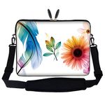 17 17.3 inch Flower Leaves Design Laptop Sleeve Bag Carrying Case with Hidden Handle & Adjustable Shoulder Strap for 17" 17.3" or Small Size Notebook PC