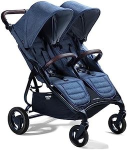 Valco Baby Trend Duo Light Weight Side by Side Double Stroller 2023 (Denim Blue) - Easy and Compact fold, Multi-Position Recline, Large Canopy, Independent Twin Vents and More - Luxurious Twin Pram