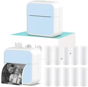 HUIJUTCHEN Mini Pocket Printer for iPhone/Android, Portable Mini Thermal Printer with 10 Rolls Non-Sticky Thermal Papers, Blue-Tooth Thermal Mini Printer for Journal Memo Notes Photo Study, Blue