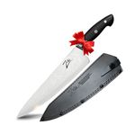 Zelite Infinity Chef Knife 10 Inch | Executive-Plus Series | Japanese AUS10 Super Steel 45 Layer Damascus | Incredible G10 Handle | Deep 60mm Chefs Blade | Leather Sheath