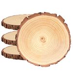 MUKCHAP 4 Pieces 20-23cm Natural Wood Slices, Unfinished Wooden Circles, Log Slices Pieces Wood Discs for Crafts, Wedding Decoration, DIY Project